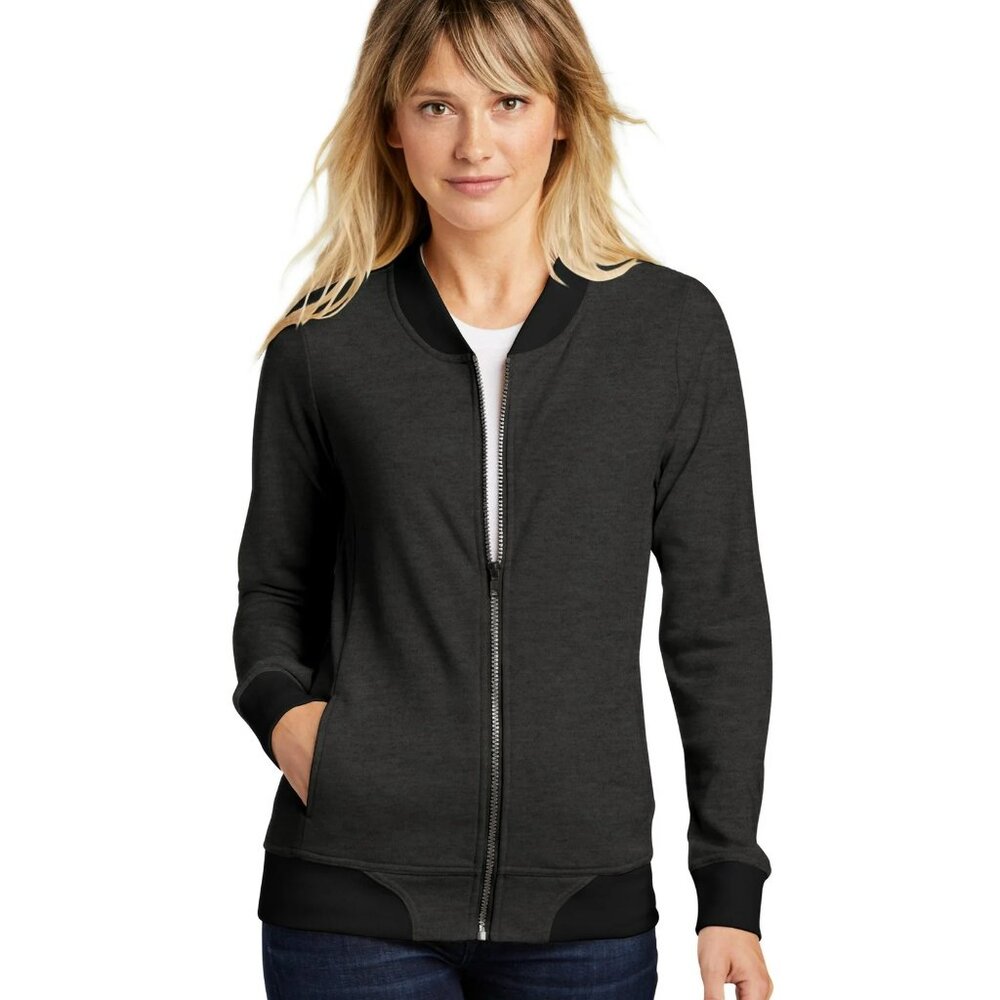 Sport-Tek LST274 Ladies Lightweight French Terry Bomber, Heather Black, Size XXL